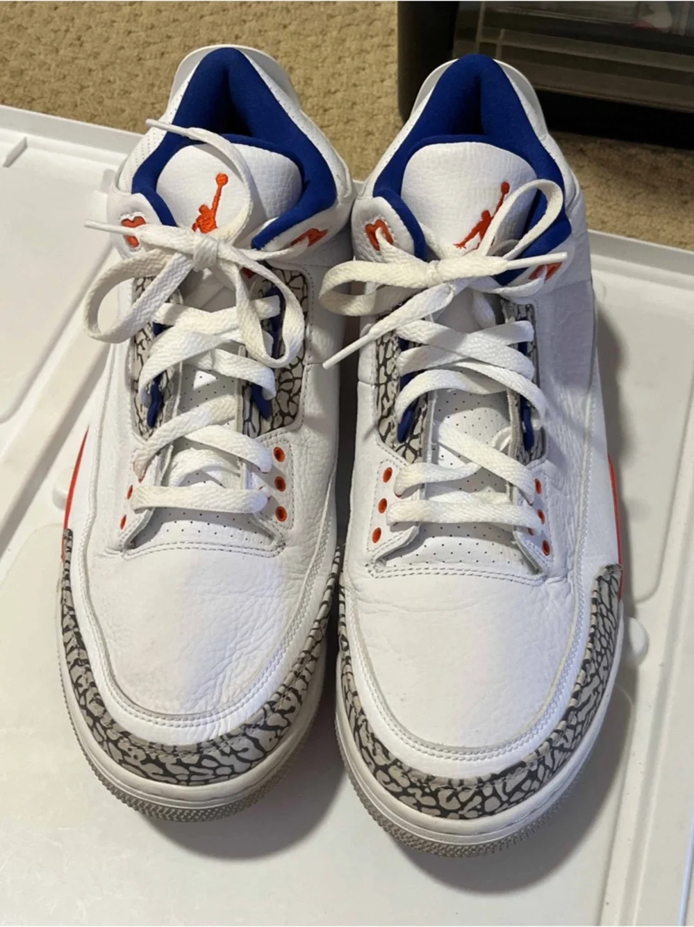 Nike Air Jordan 3 Retro Knicks 2019 136064-148 White Orange Blue Size 11.5 NY